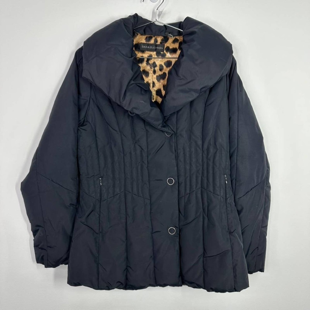 Vintage 90s black zip up puffer